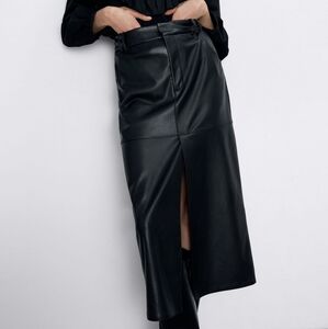 Zara faux leather Long slit skirt